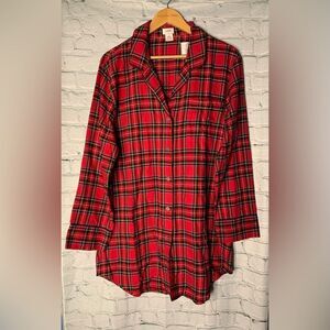 J.Crew plaid flannel sleep shirt. Large